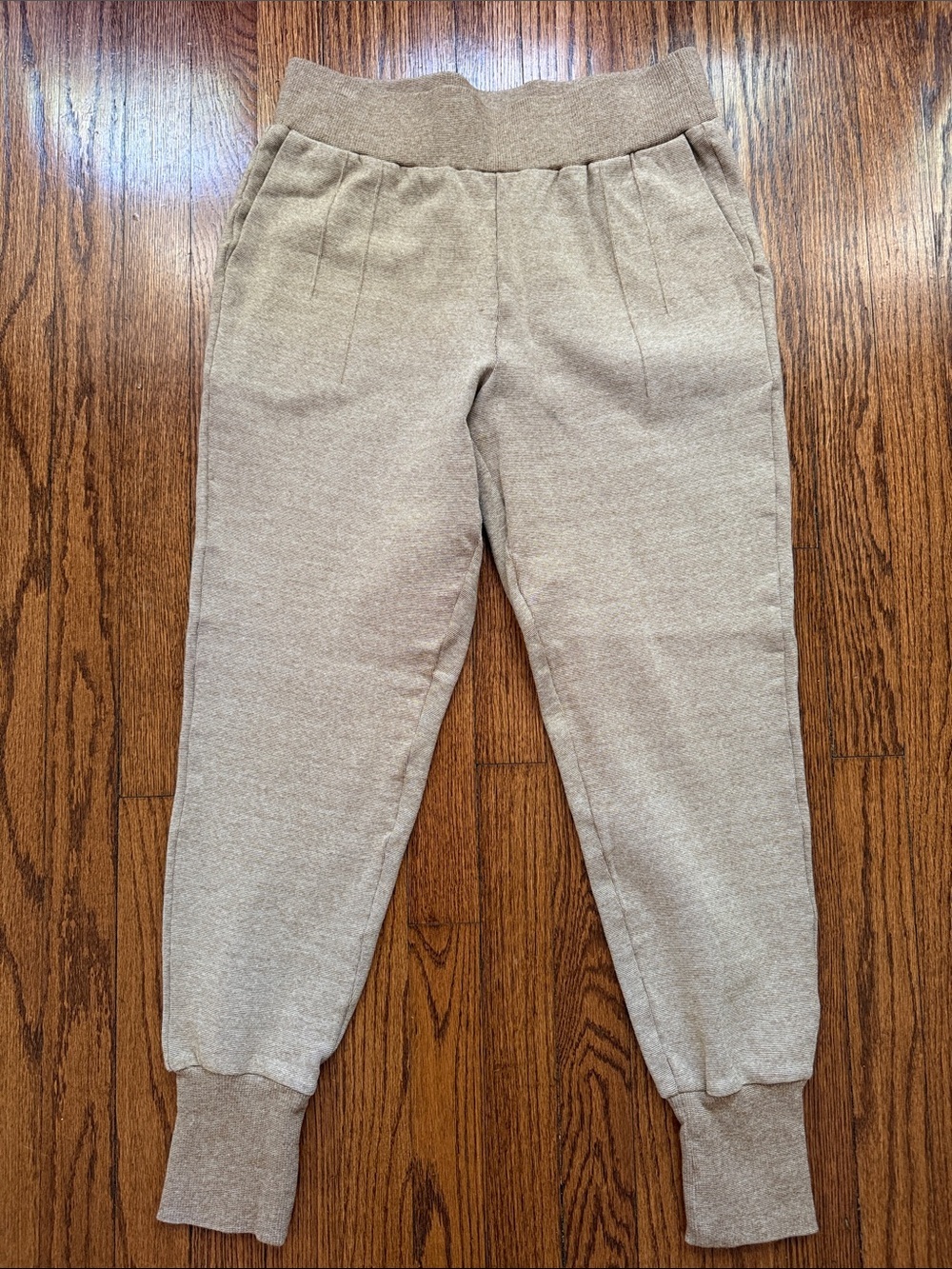 Varley Amberley Ribbed Cuff Joggers Taupe Knit Tapered Joggers